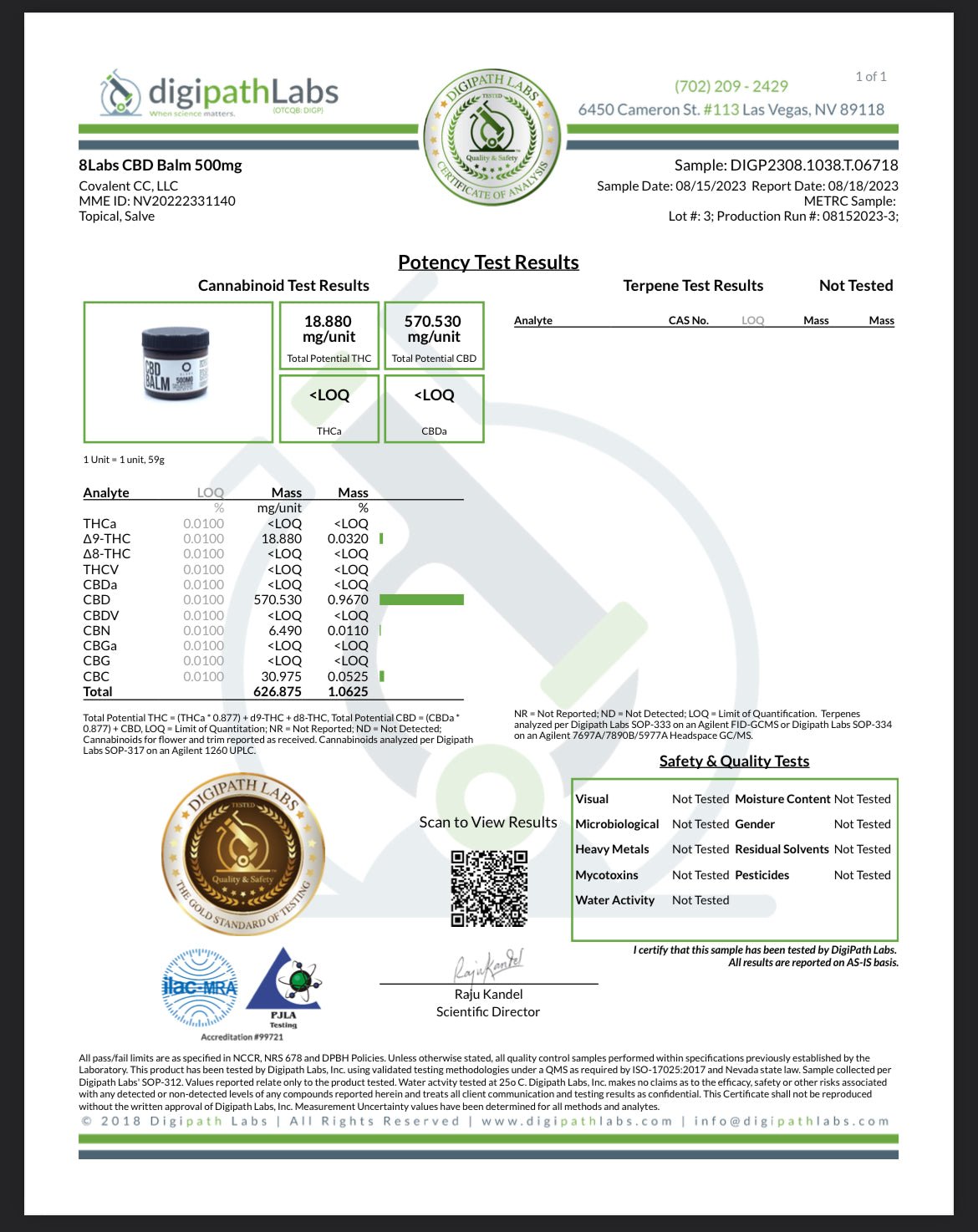 8Labs CBD Full Spectrum Organic CBD Balm 500MG | 8LABS CBD