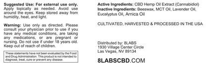 8Labs CBD Full Spectrum Organic CBD Balm 1000MG | 8LABS CBD